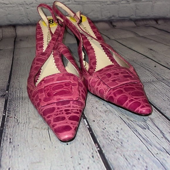 Enzo Angiolini pink leather sling back heels new never worn size 8 - Picture 2 of 6